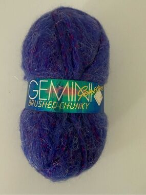Gemini Gemstone Brushed Chunky Yarn Skein Purple Blue Soft Metallic Sparkle VTG